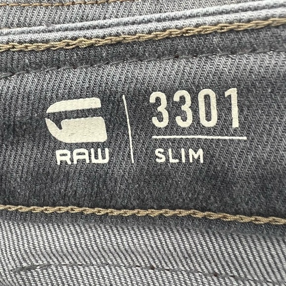 G-Star Raw Men's Gray 3301 Slim Button Fly Jeans Size 29 x 30 - Picture 2 of 6